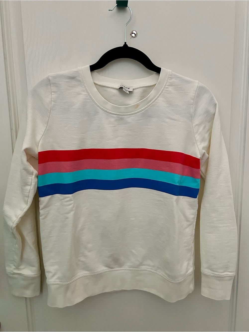 J Crew Cotton Sweatshirt with Rainbow Stripes